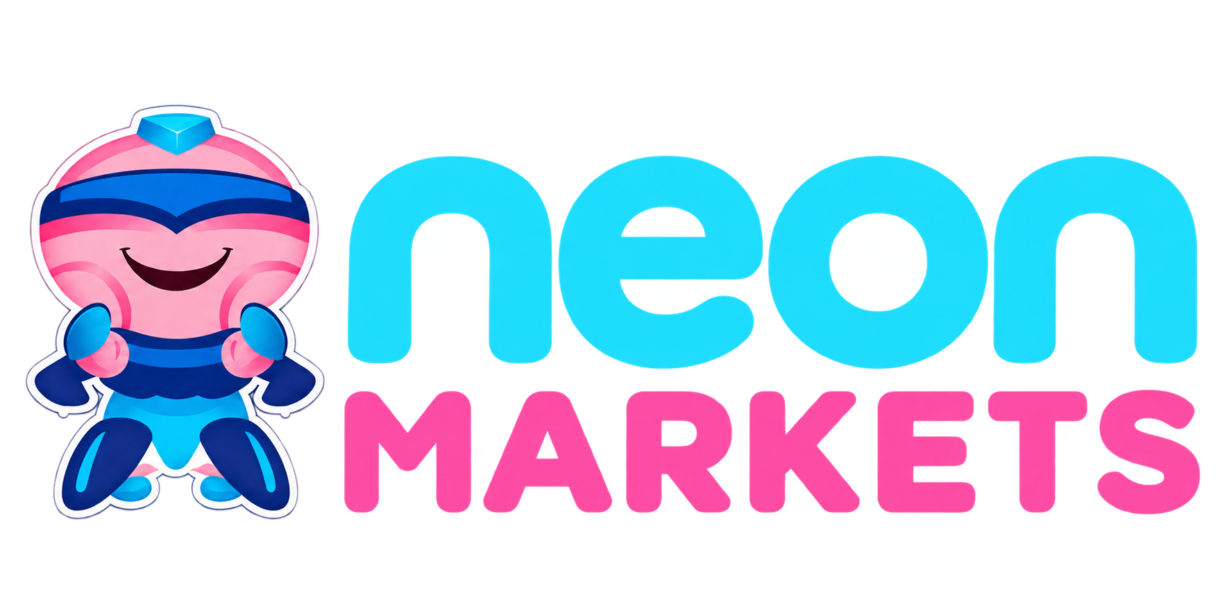 Neon Markets — full logo with mascot